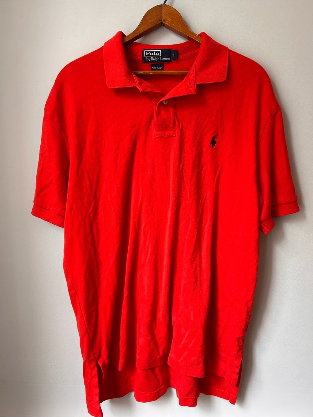 Vintage 90s POLO‎ Ralph Lauren Polo Shirt Men LG Red Navy Pony Logo